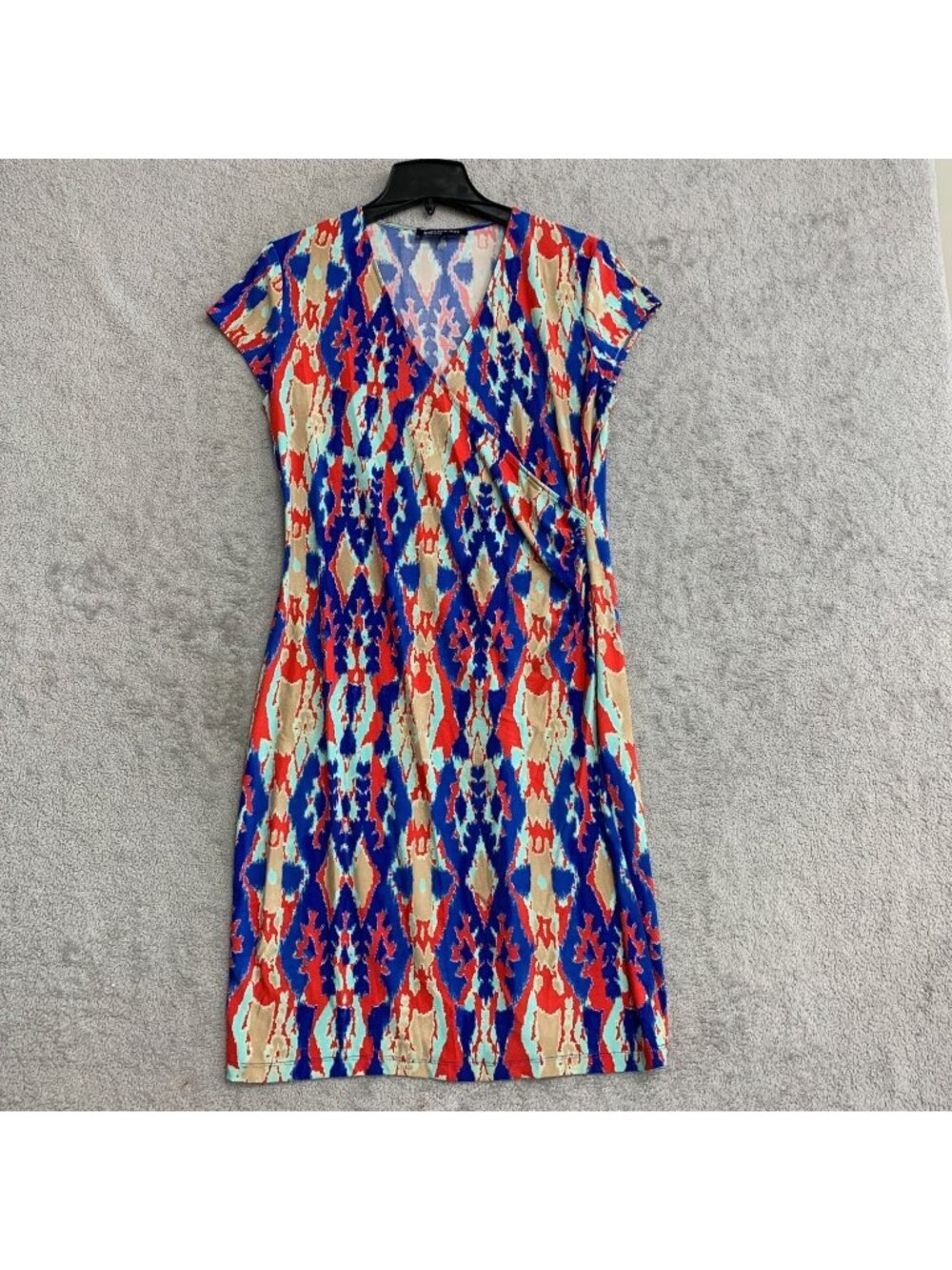 Jones New York Signature Women's L Ikat Print Wrap Knee Shift Dress  P0056